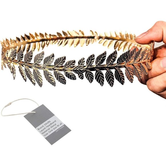 Women\'s Roman Emperor Crown Laurel Wreath Gold Leaf Headband Toga Caesar main image 6